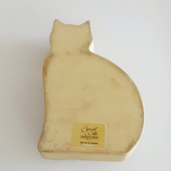Vintage Cat Figurine Ceramin Trinket Dish "Crowning Touch". Japan - Picture 4 of 4